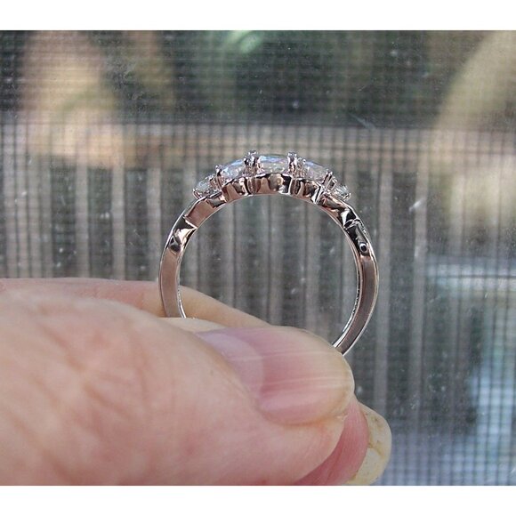 925 STERLING SILVER Simulated Triple Mercury Mystic CZ Ring - Picture 7 of 16